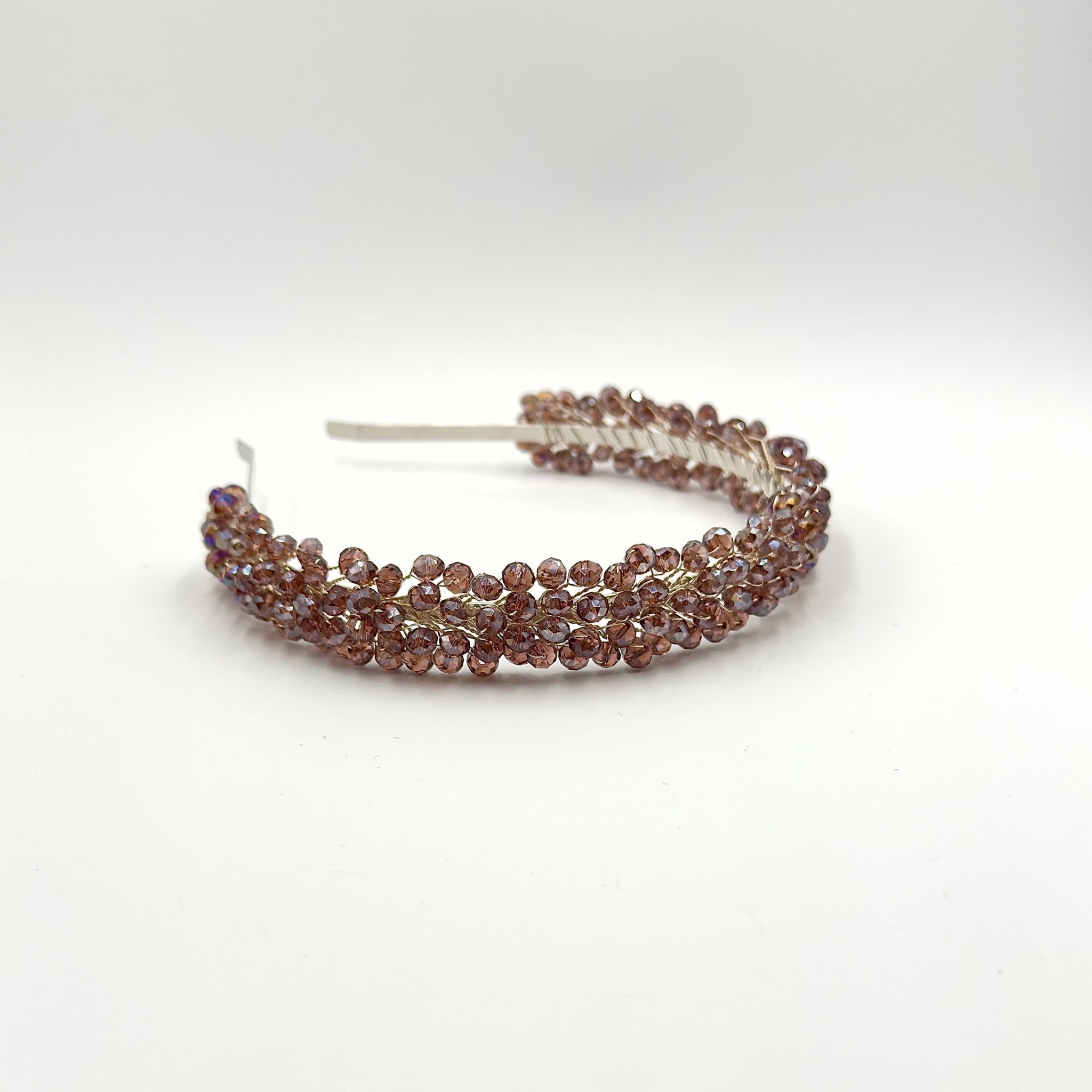 Braut Haarreif Altrosa Champagner Kristall Strass Draht Haarband Haarschmuck - AVYRAA BRIDAL
