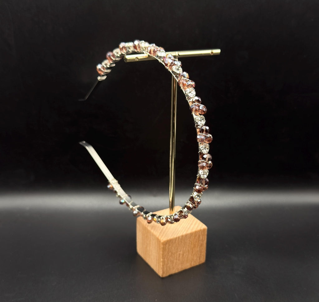Braut Haarreif Champagnerbraun, Kristall Tiara Strassdraht Metal Haarschmuck - AVYRAA BRIDAL