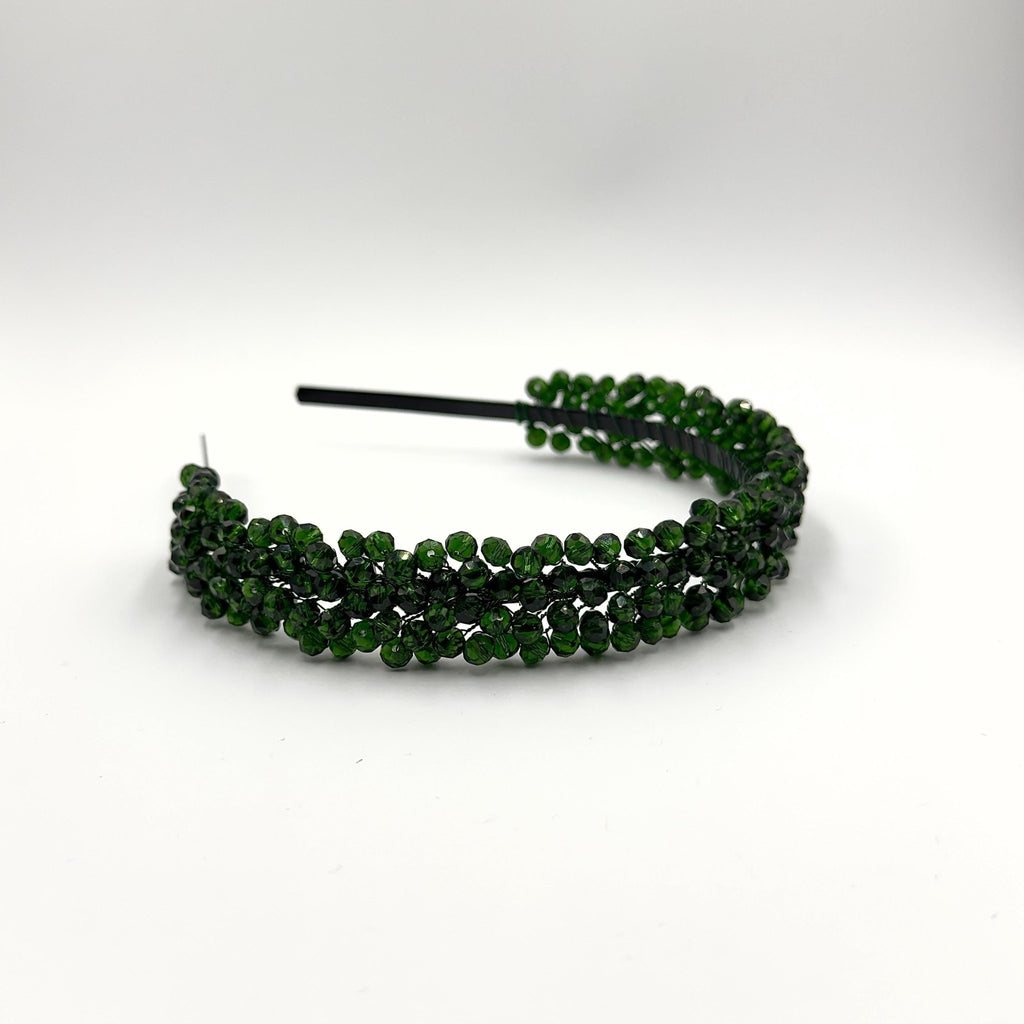Braut Haarreif Dunkelgrün Kristall Strass Draht Haarband Haarschmuck - AVYRAA BRIDAL