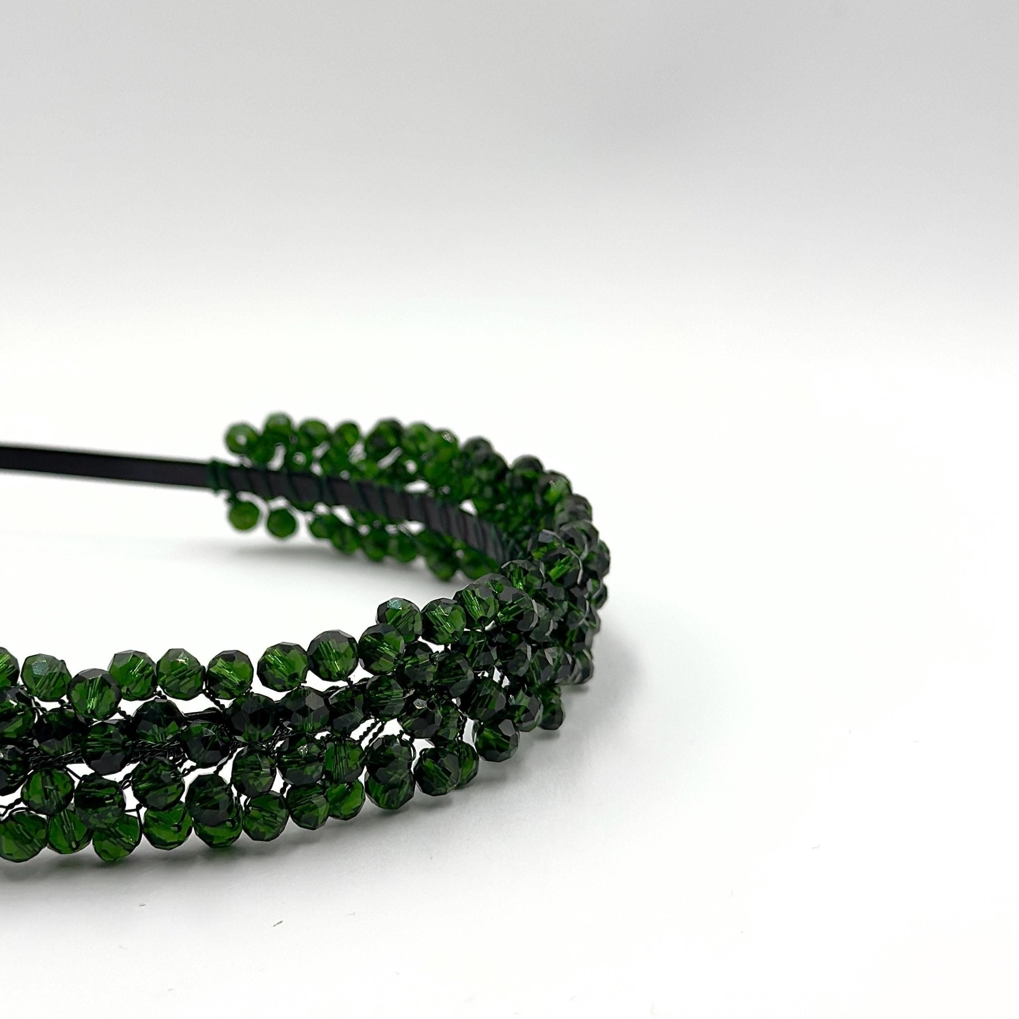 Braut Haarreif Dunkelgrün Kristall Strass Draht Haarband Haarschmuck - AVYRAA BRIDAL