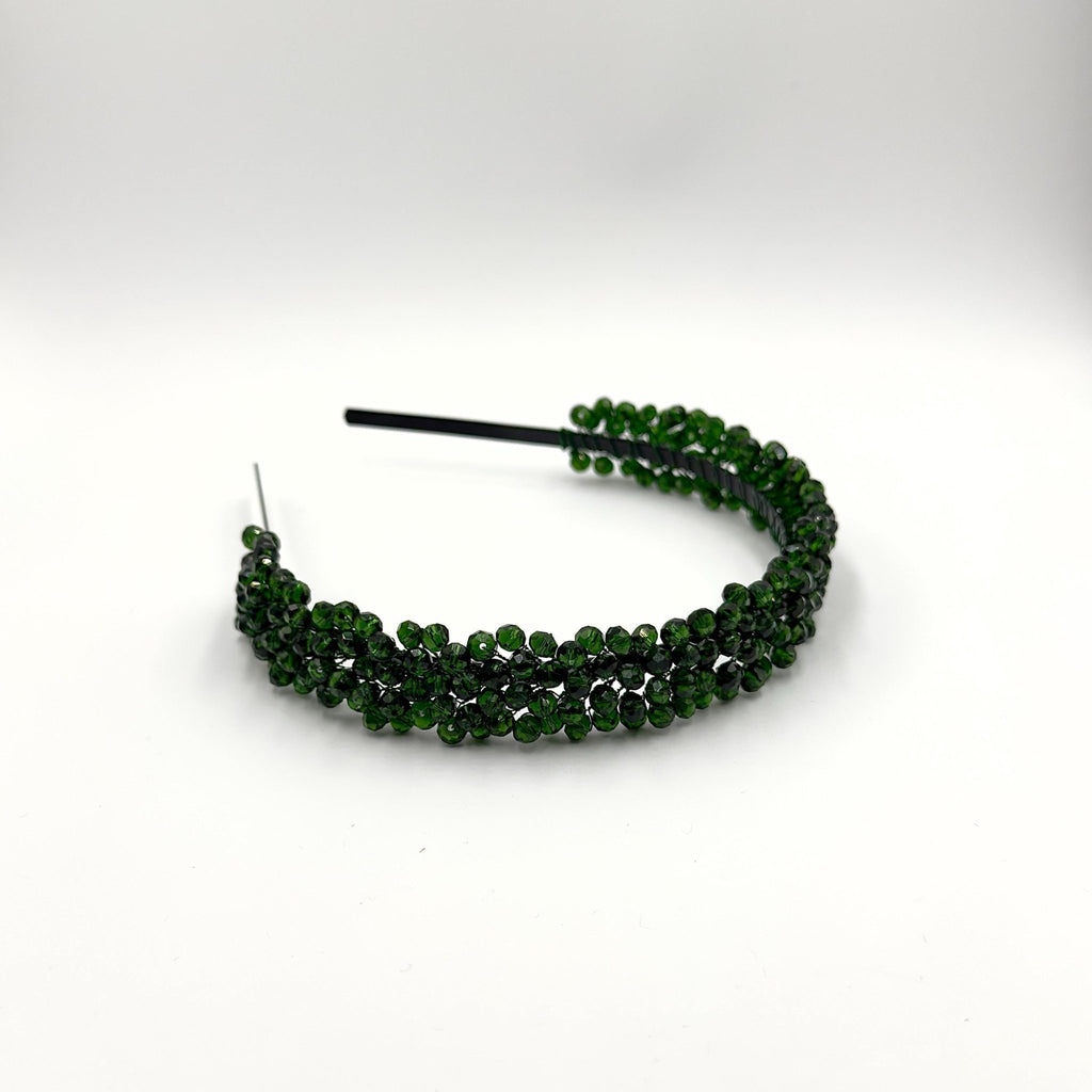 Braut Haarreif Dunkelgrün Kristall Strass Draht Haarband Haarschmuck - AVYRAA BRIDAL