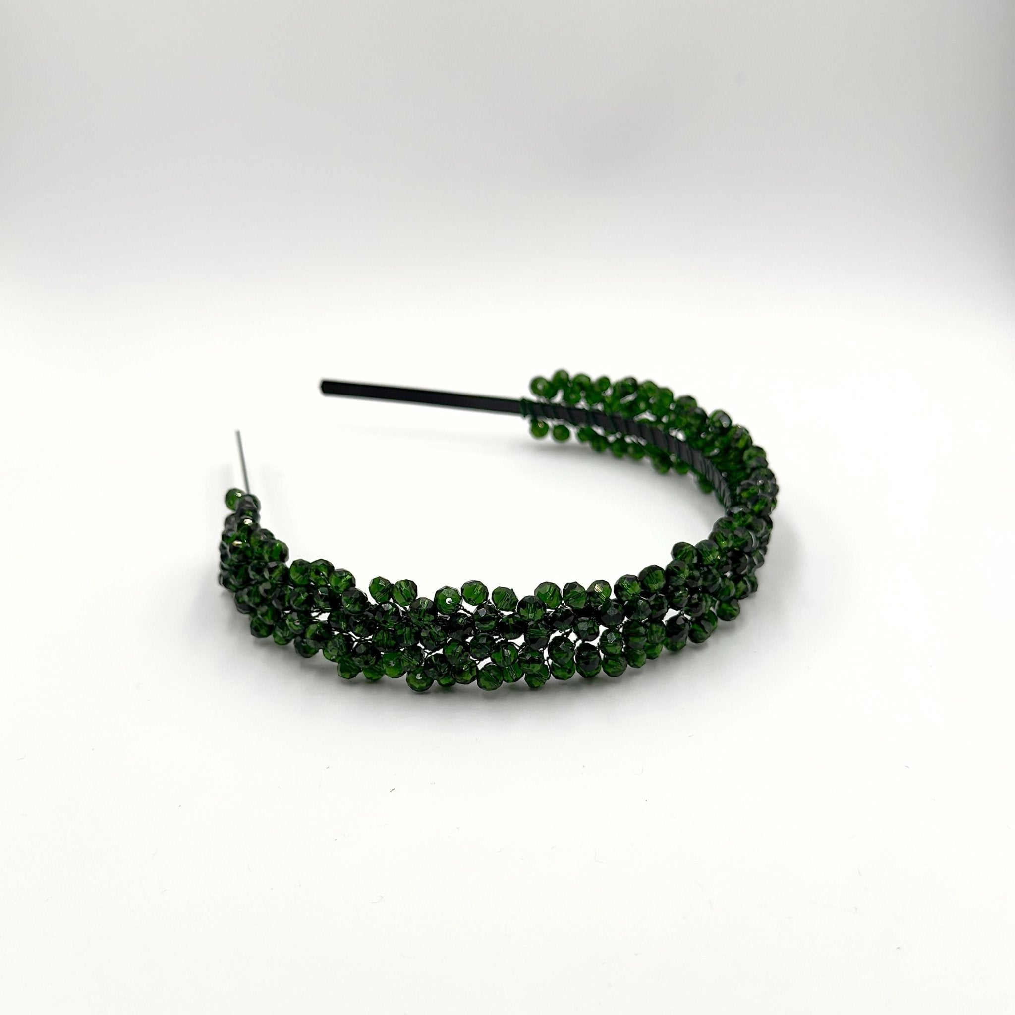 Braut Haarreif Dunkelgrün Kristall Strass Draht Haarband Haarschmuck - AVYRAA BRIDAL