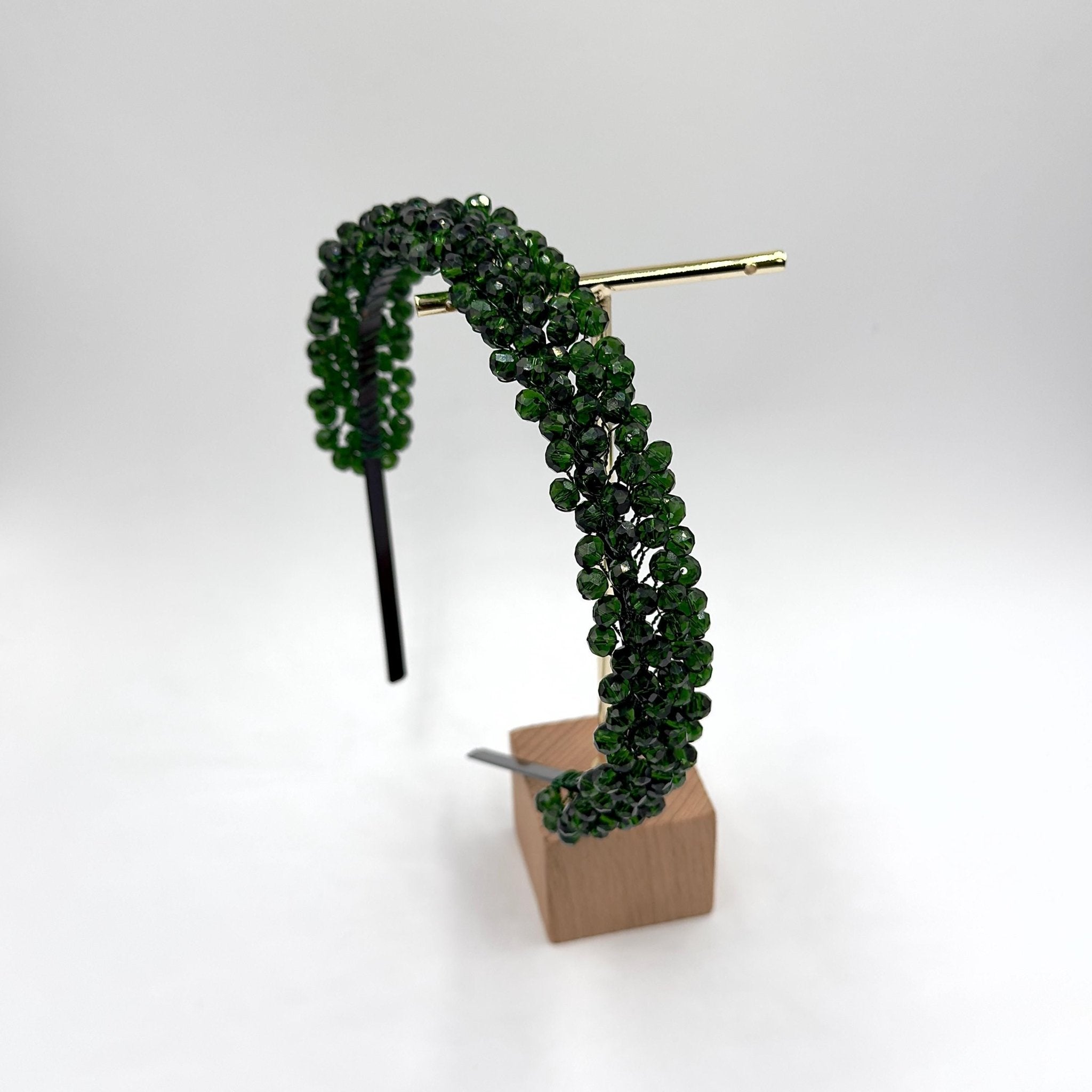 Braut Haarreif Dunkelgrün Kristall Strass Draht Haarband Haarschmuck - AVYRAA BRIDAL