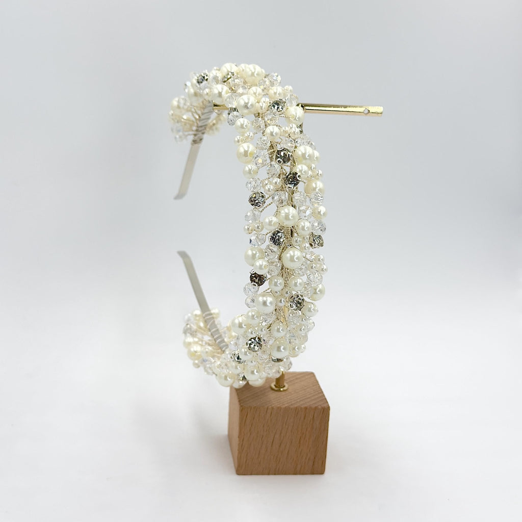 Braut Haarreif Kristall Perlen Draht Haarband Haarschmuck - AVYRAA BRIDAL