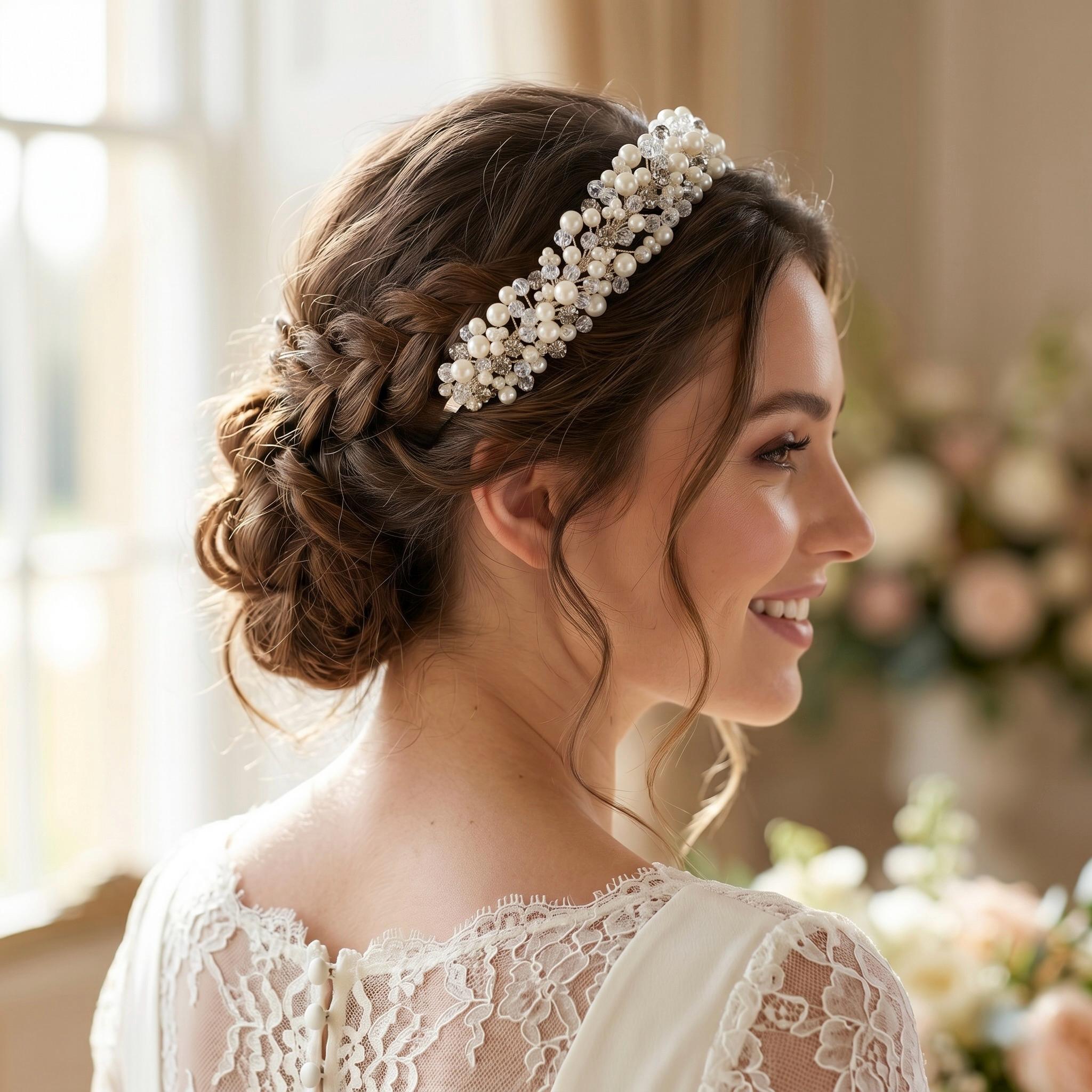 Braut Haarreif Kristall Perlen Draht Haarband Haarschmuck - AVYRAA BRIDAL