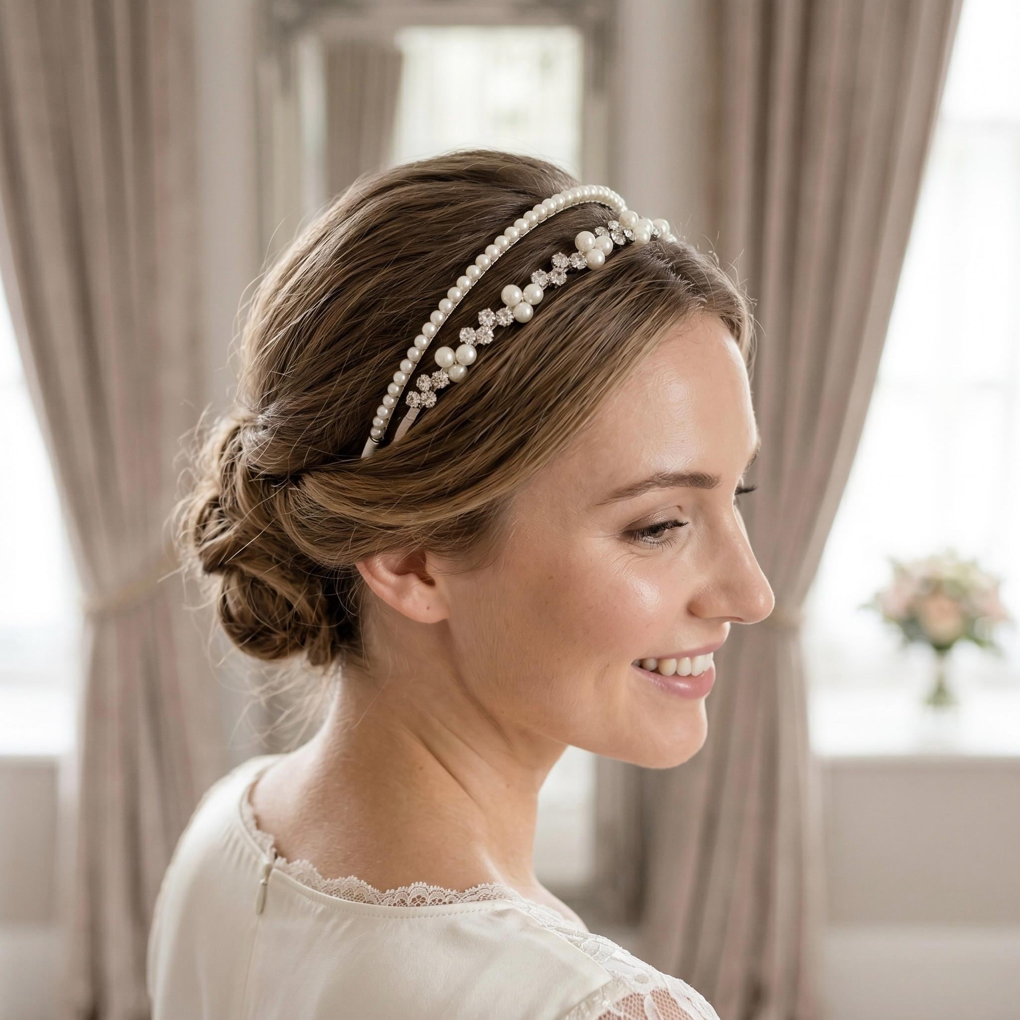 Braut Haarreif Kristall Perlen Draht Haarband Haarschmuck - AVYRAA BRIDAL