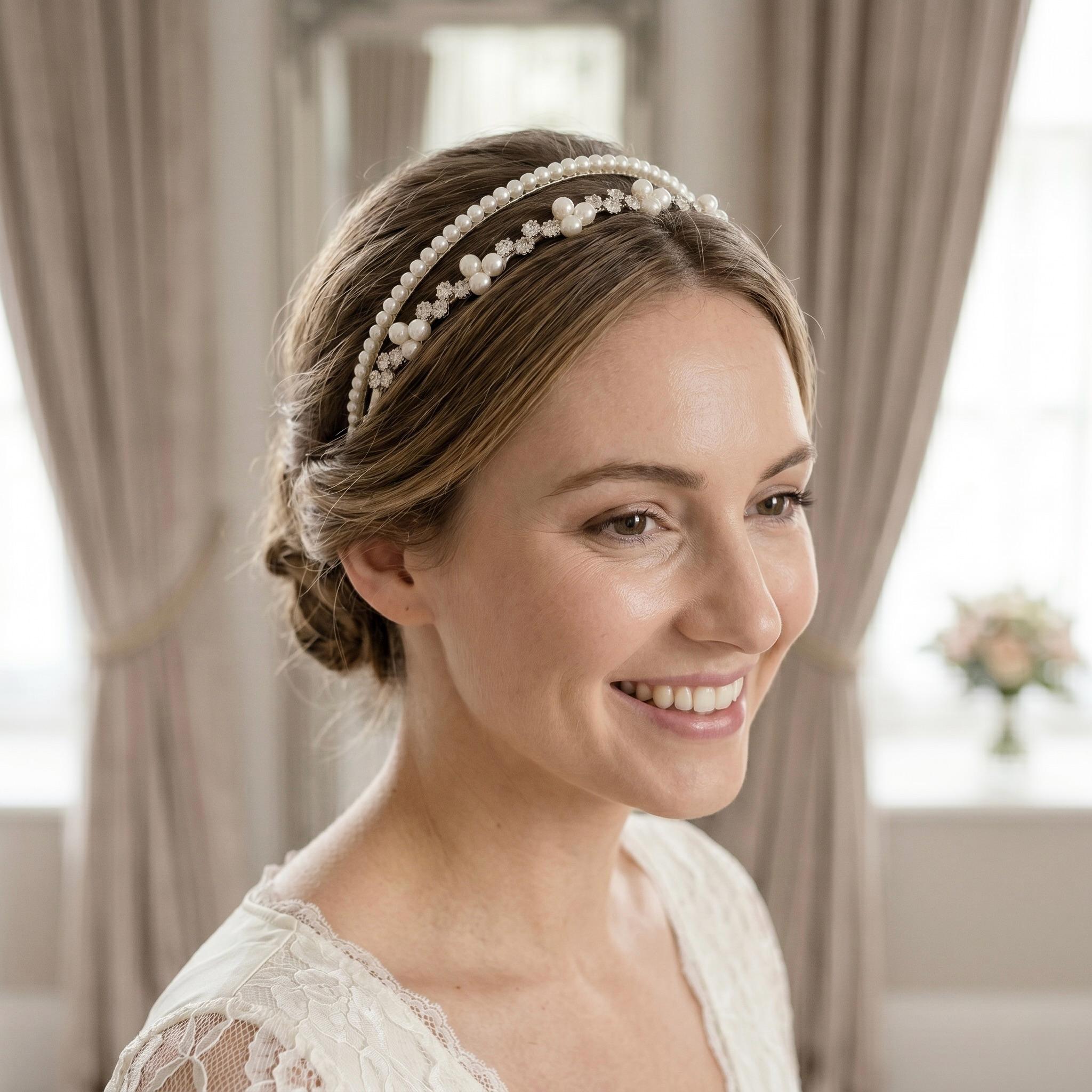 Braut Haarreif Kristall Perlen Draht Haarband Haarschmuck - AVYRAA BRIDAL