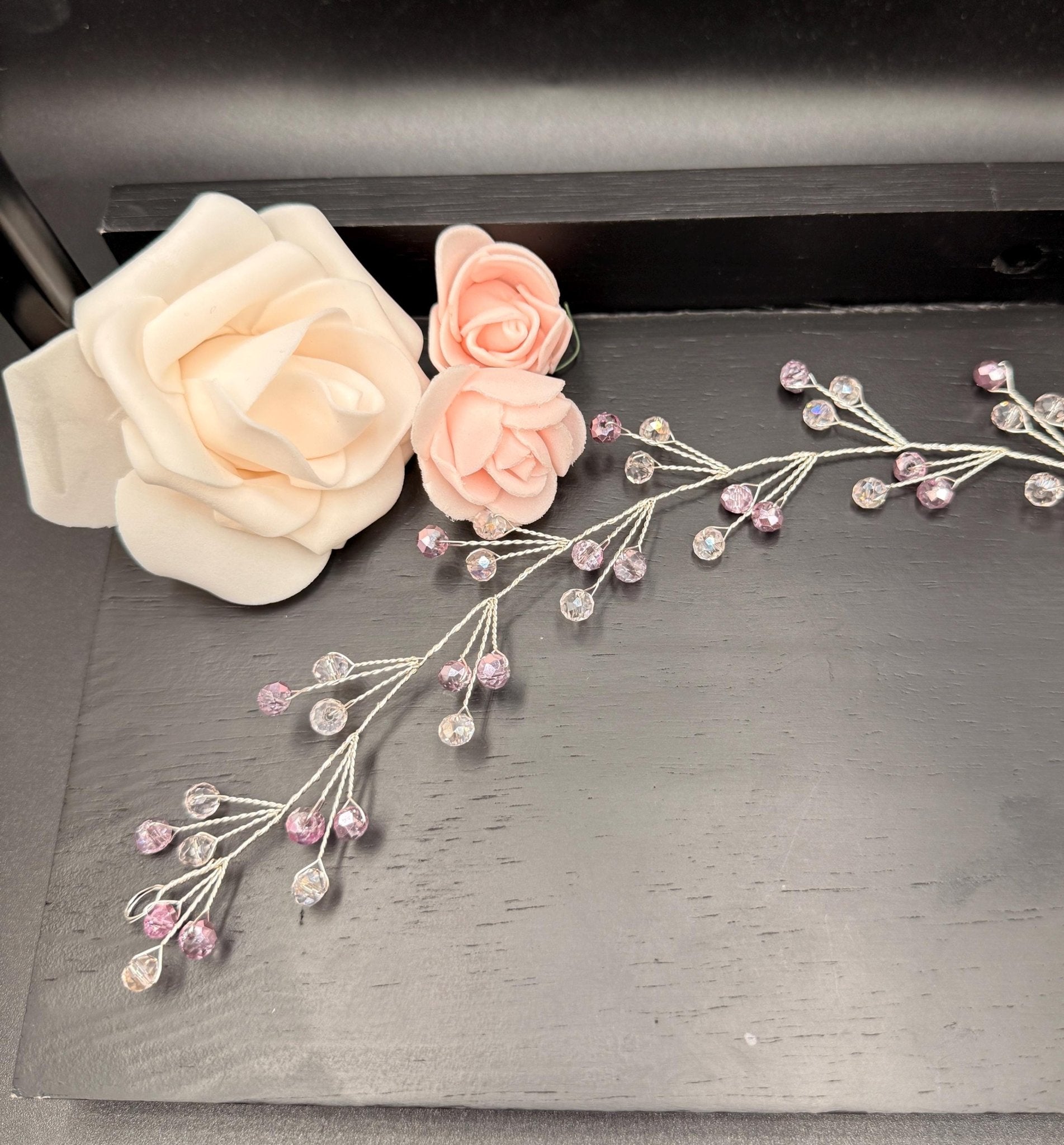 Braut Haarreif Pastellrosa Kristall Strass Draht Haarband Haarschmuck - AVYRAA BRIDAL