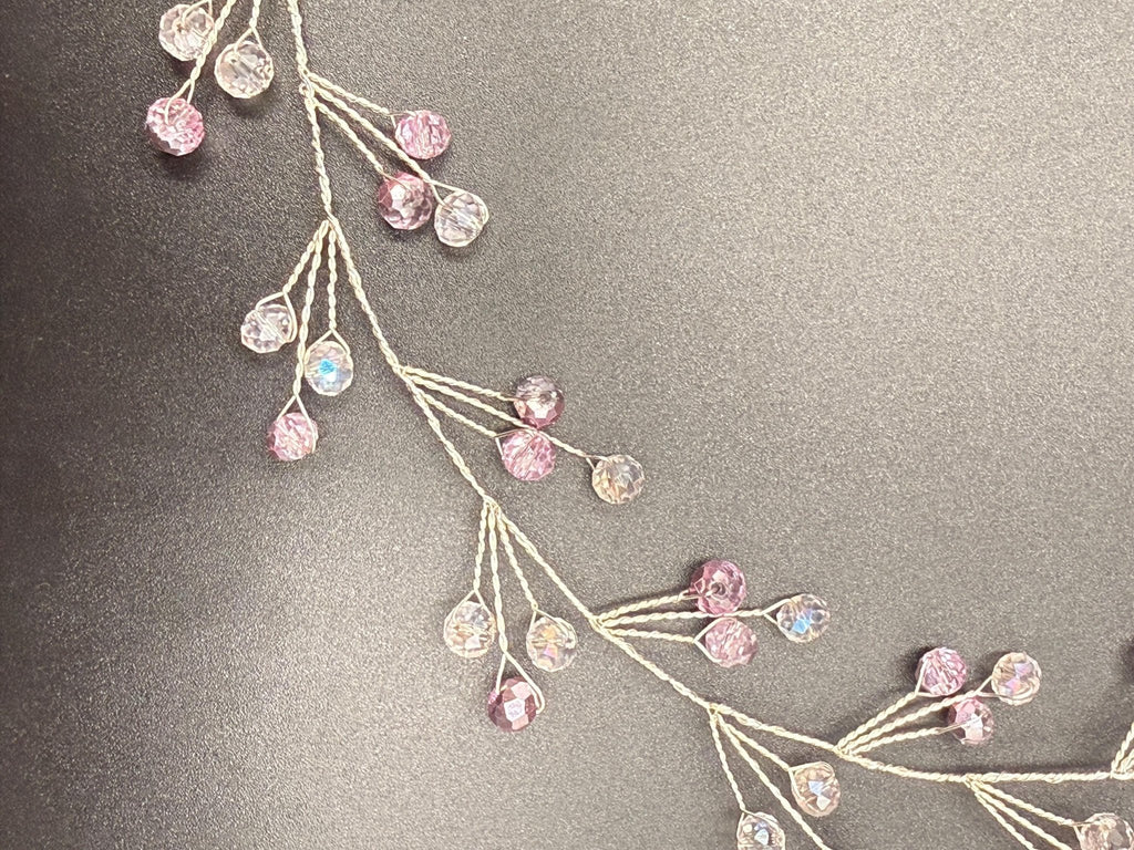 Braut Haarreif Pastellrosa Kristall Strass Draht Haarband Haarschmuck - AVYRAA BRIDAL