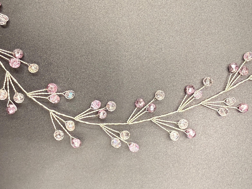 Braut Haarreif Pastellrosa Kristall Strass Draht Haarband Haarschmuck - AVYRAA BRIDAL