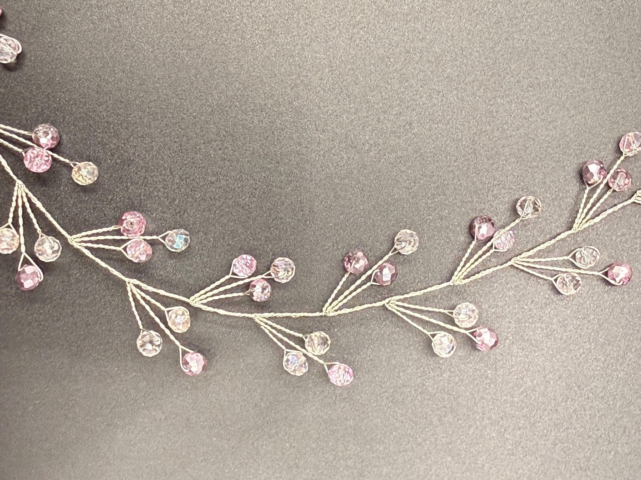 Braut Haarreif Pastellrosa Kristall Strass Draht Haarband Haarschmuck - AVYRAA BRIDAL