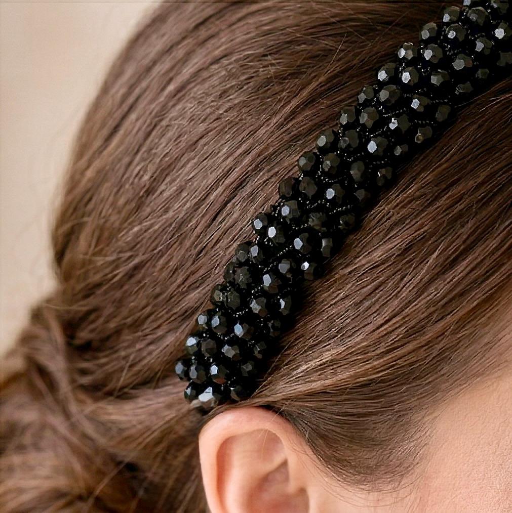 Braut Haarreif Schwarz Kristall Strass Haarband Draht Haarschmuck - AVYRAA BRIDAL