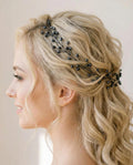 Braut Hair Vine Dunkelblau Kristall Schwarzdraht Haarschmuck - AVYRAA BRIDAL