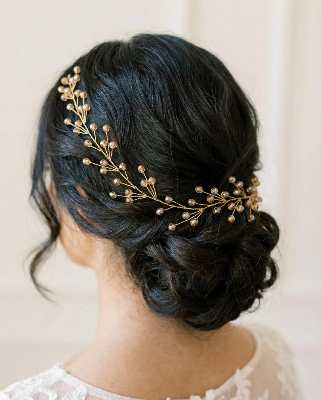 Braut Hair Vine Gold Kristall Glasperlen Flexibel Haarschmuck - AVYRAA BRIDAL