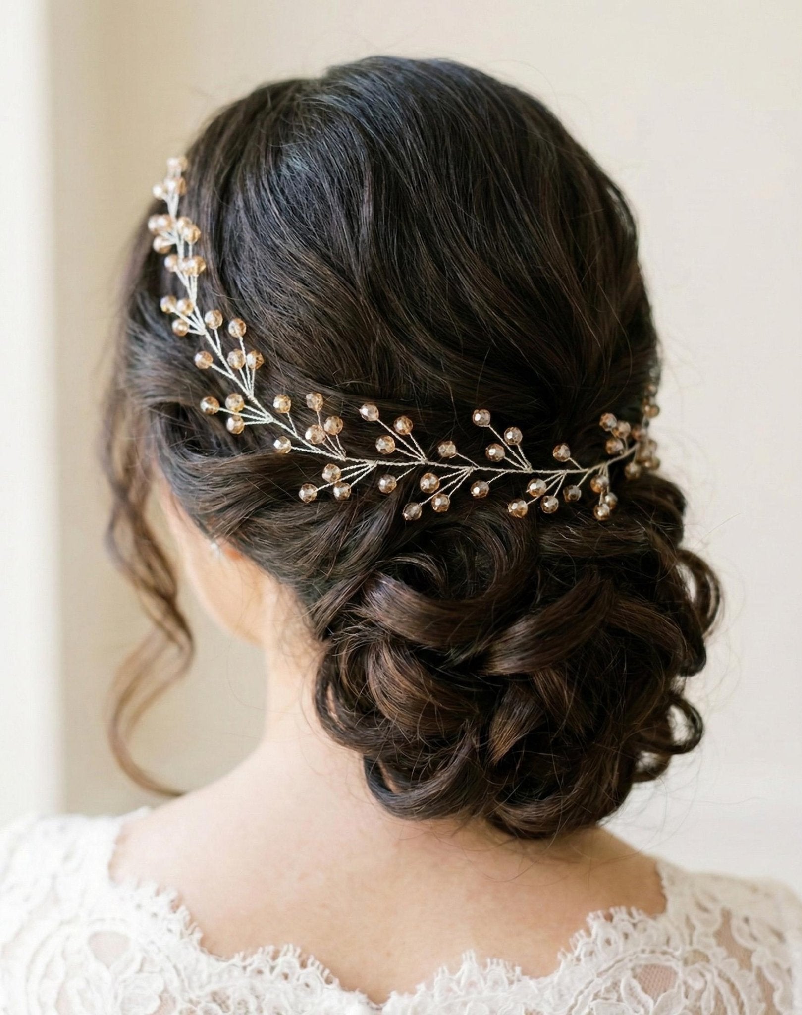 Braut Hair Vine Gold Kristall Glasperlen Flexibel Haarschmuck - AVYRAA BRIDAL