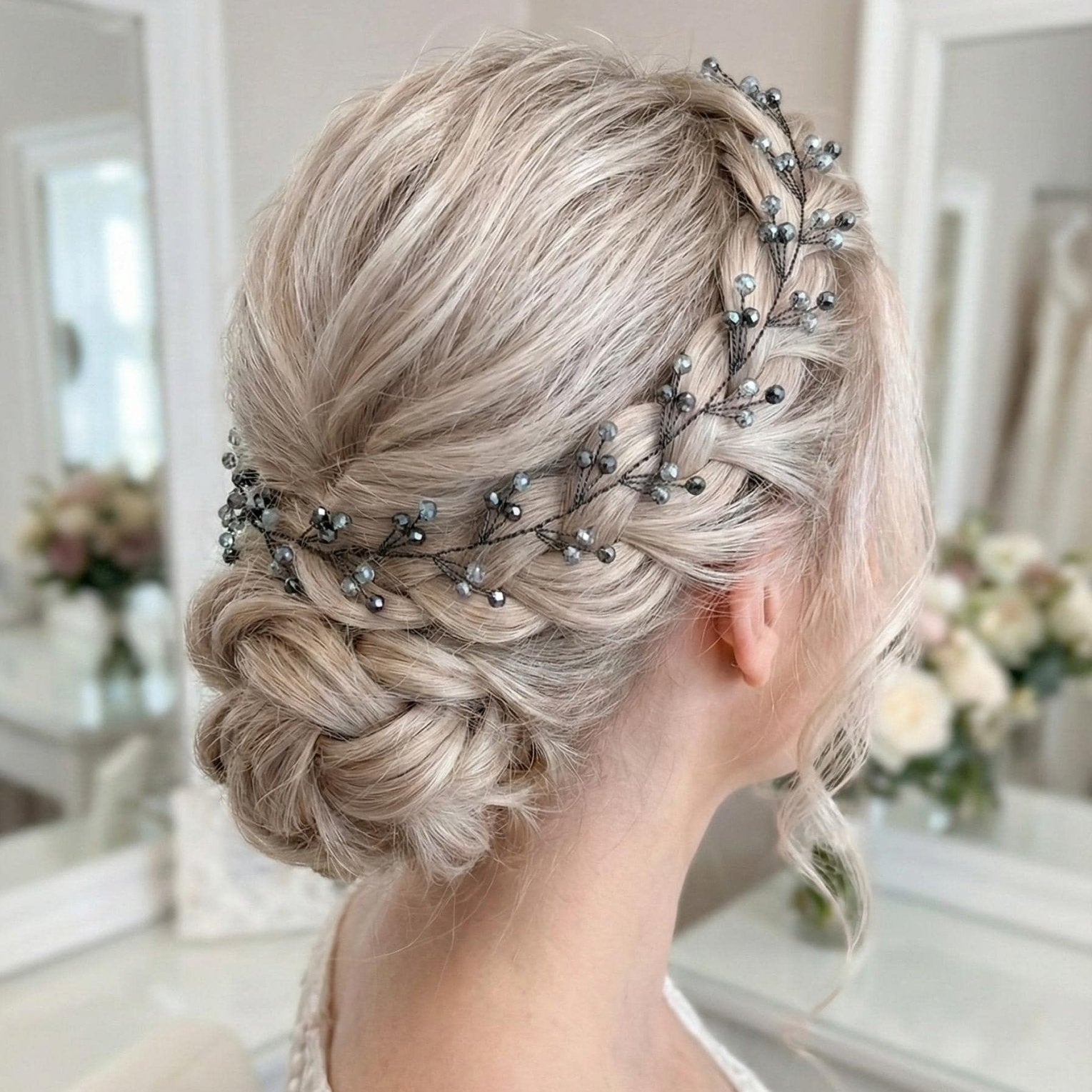 Braut Hair Vine Nachtblau Eisblau Kristall Draht Headpiece - AVYRAA BRIDAL