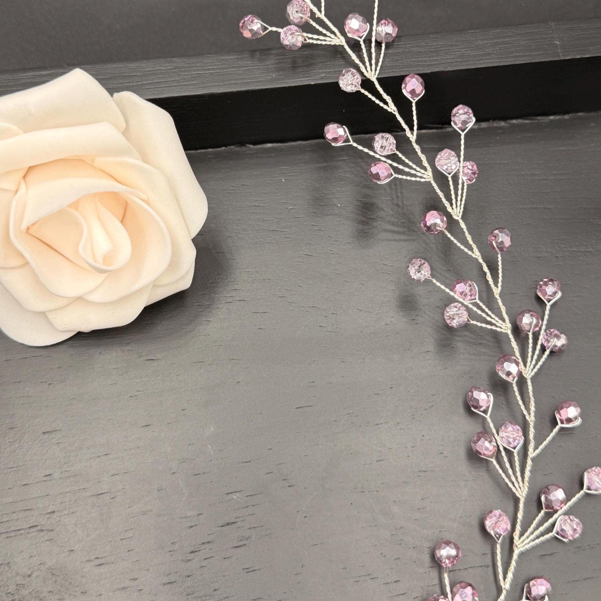 Braut Hair Vine Rosa Kristall Flexibel Lineares Haarband Haarschmuck - AVYRAA BRIDAL