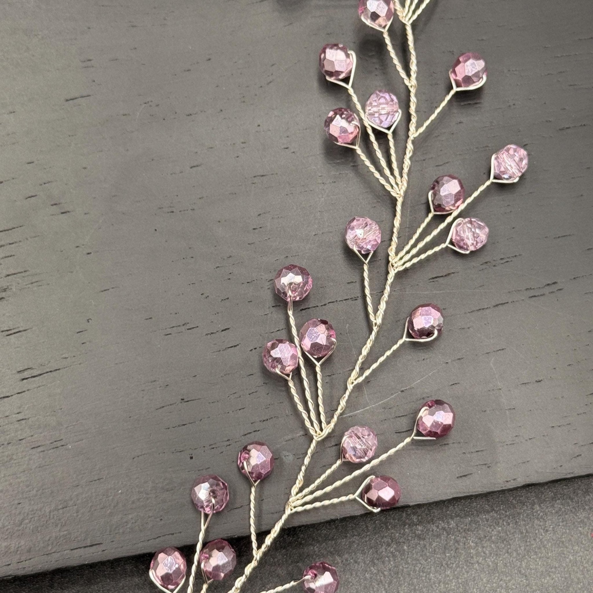 Braut Hair Vine Rosa Kristall Flexibel Lineares Haarband Haarschmuck - AVYRAA BRIDAL