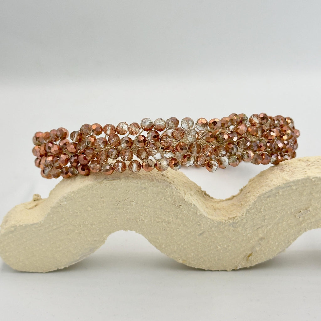 Braut Tiara Champagner Kristall Roségold Haarreif Haarschmuck Draht - AVYRAA BRIDAL