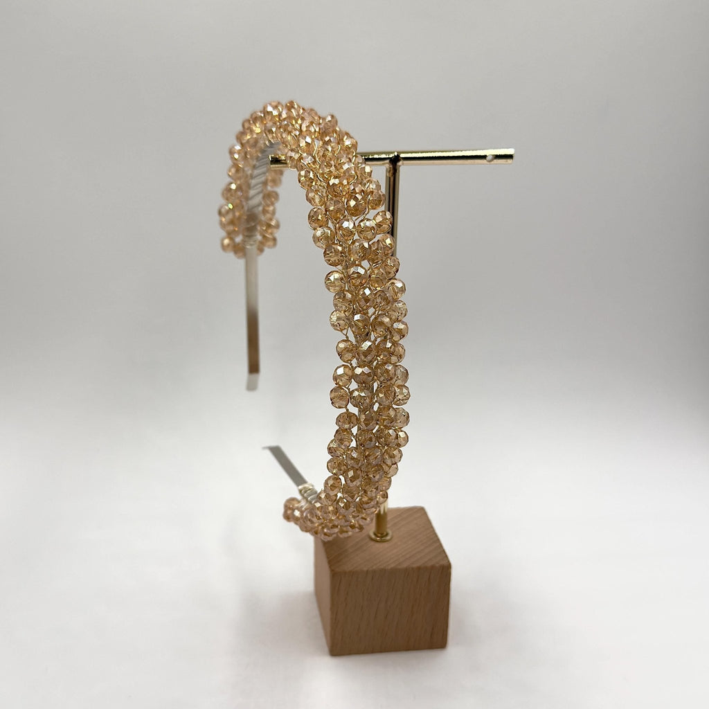 Braut Tiara Hellgold Kristall Champagner Draht Haarband Haarschmuck - AVYRAA BRIDAL