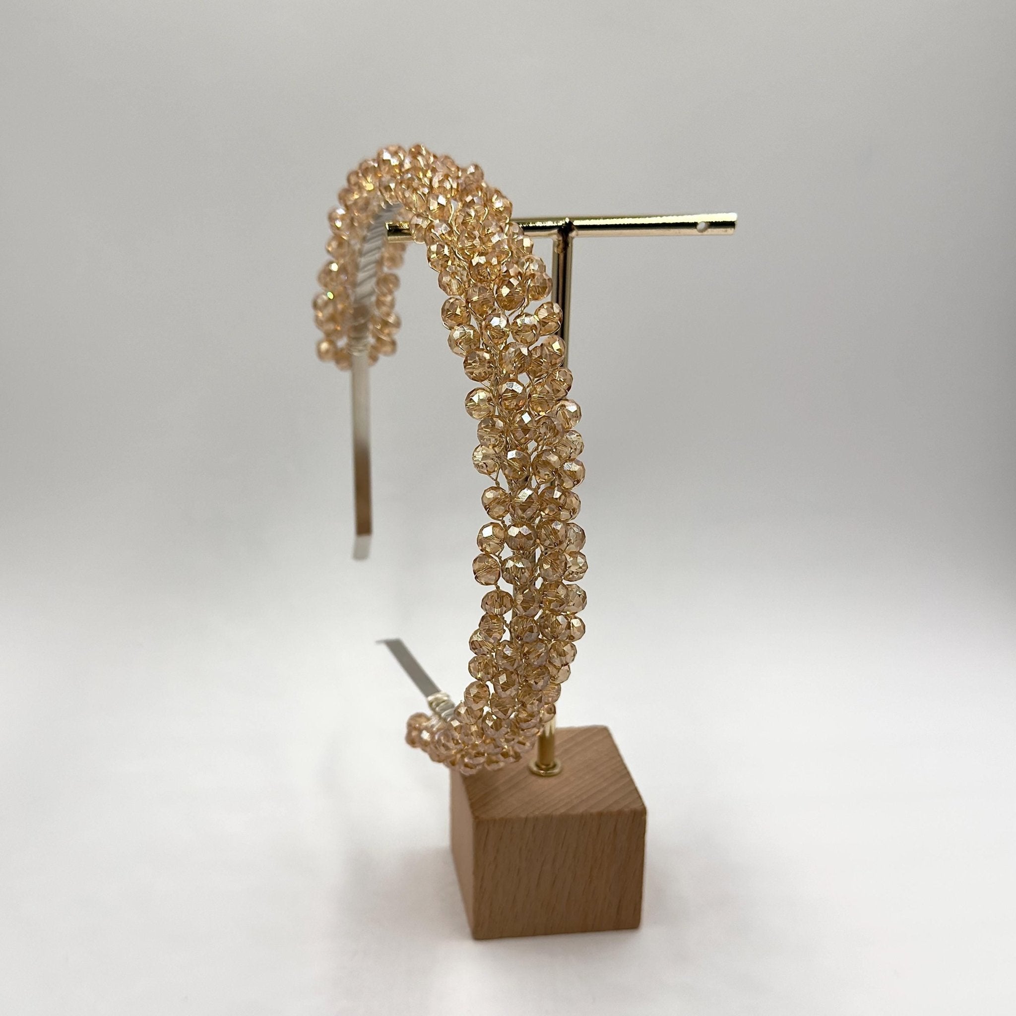 Braut Tiara Hellgold Kristall Champagner Draht Haarband Haarschmuck - AVYRAA BRIDAL