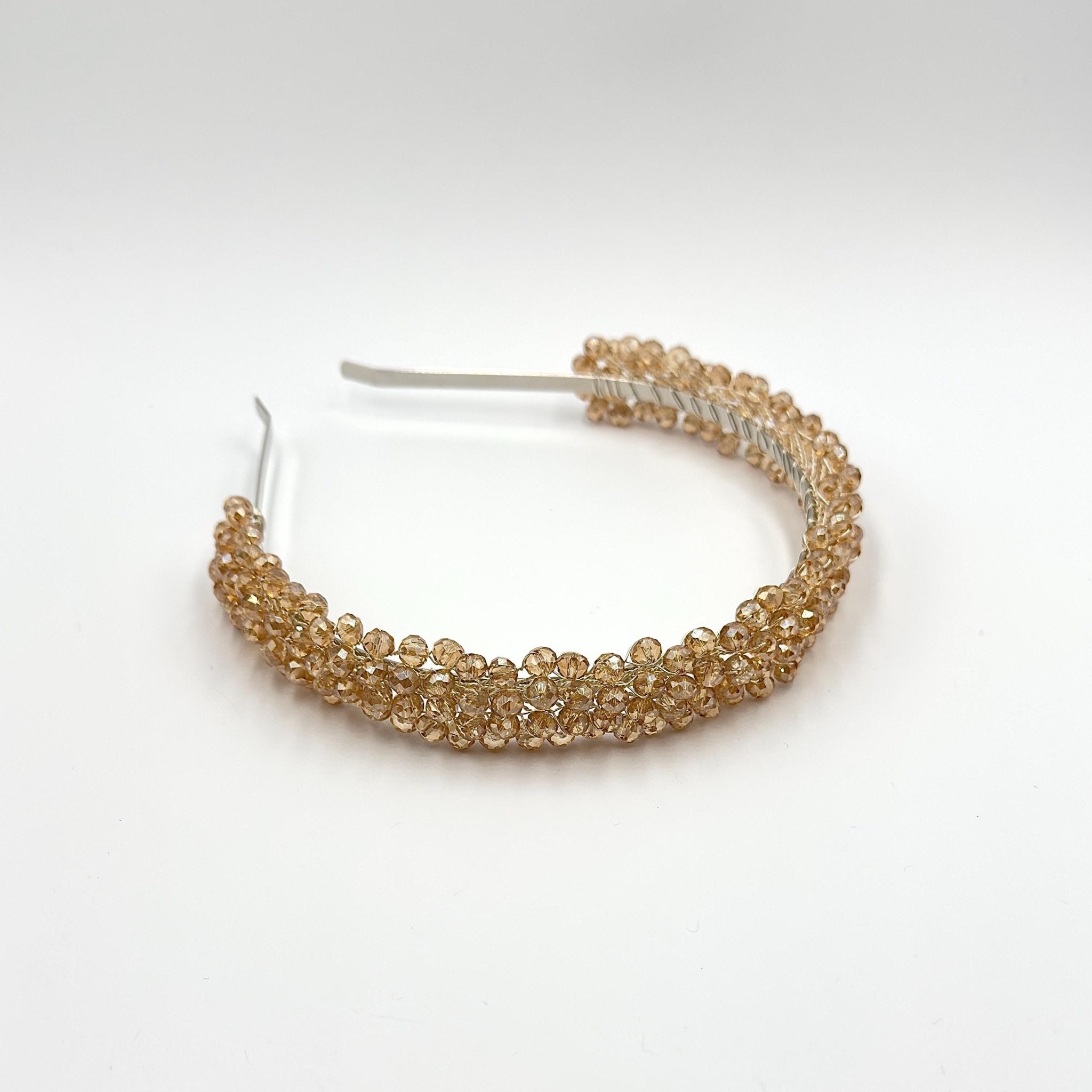 Braut Tiara Hellgold Kristall Champagner Draht Haarband Haarschmuck - AVYRAA BRIDAL