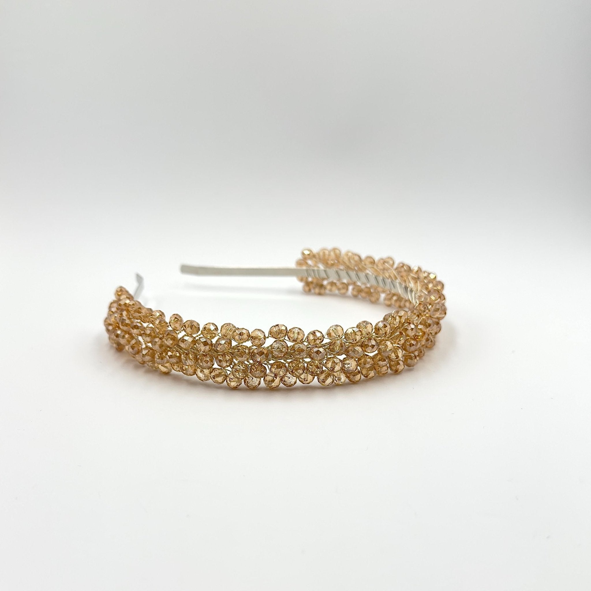 Braut Tiara Hellgold Kristall Champagner Draht Haarband Haarschmuck - AVYRAA BRIDAL