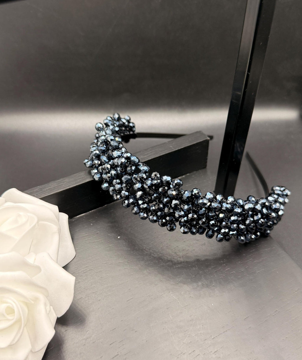 Braut Tiara Midnight Navy Kristall Strass Draht Haarband Haarschmuck - AVYRAA BRIDAL