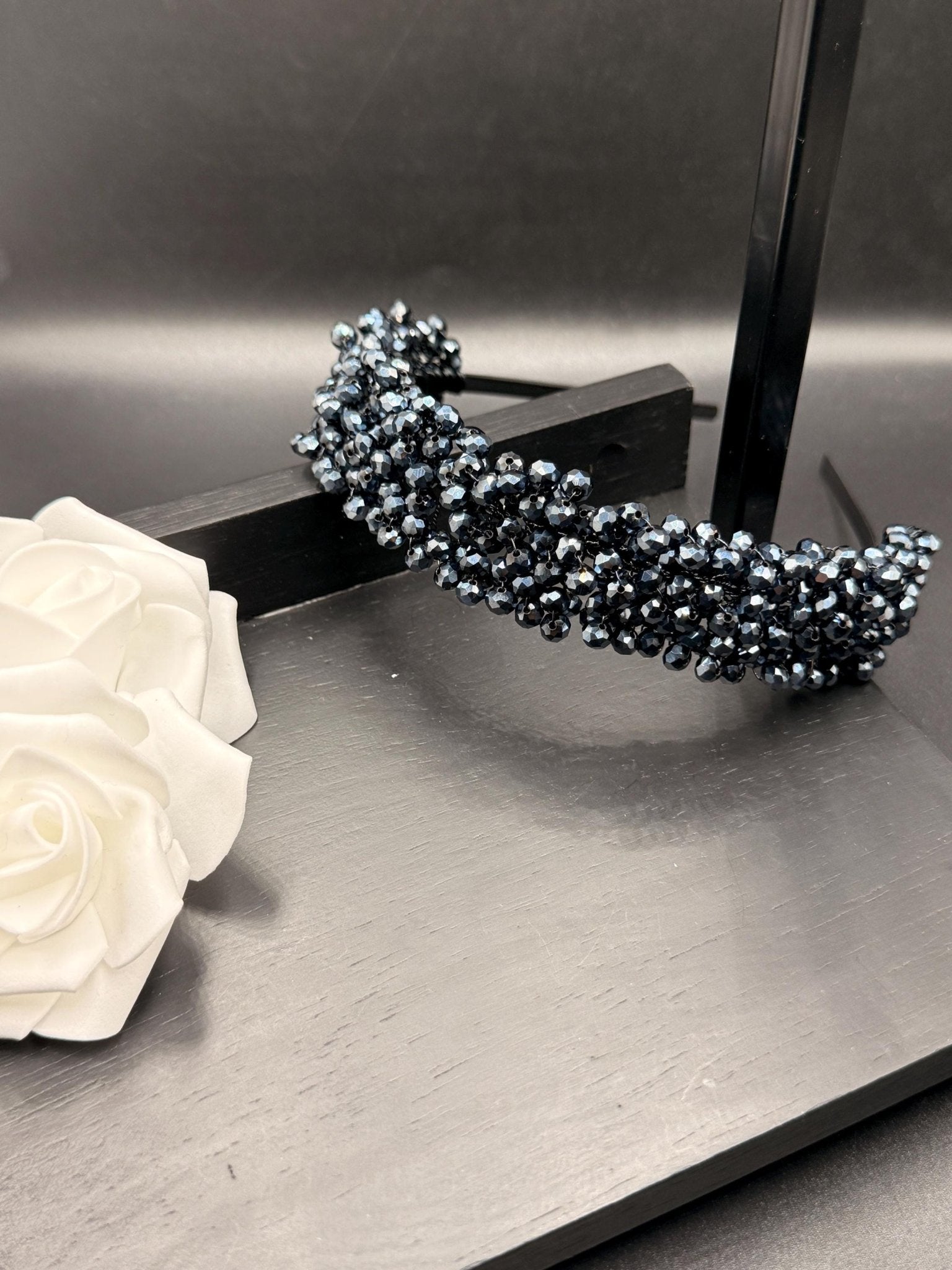 Braut Tiara Midnight Navy Kristall Strass Draht Haarband Haarschmuck - AVYRAA BRIDAL