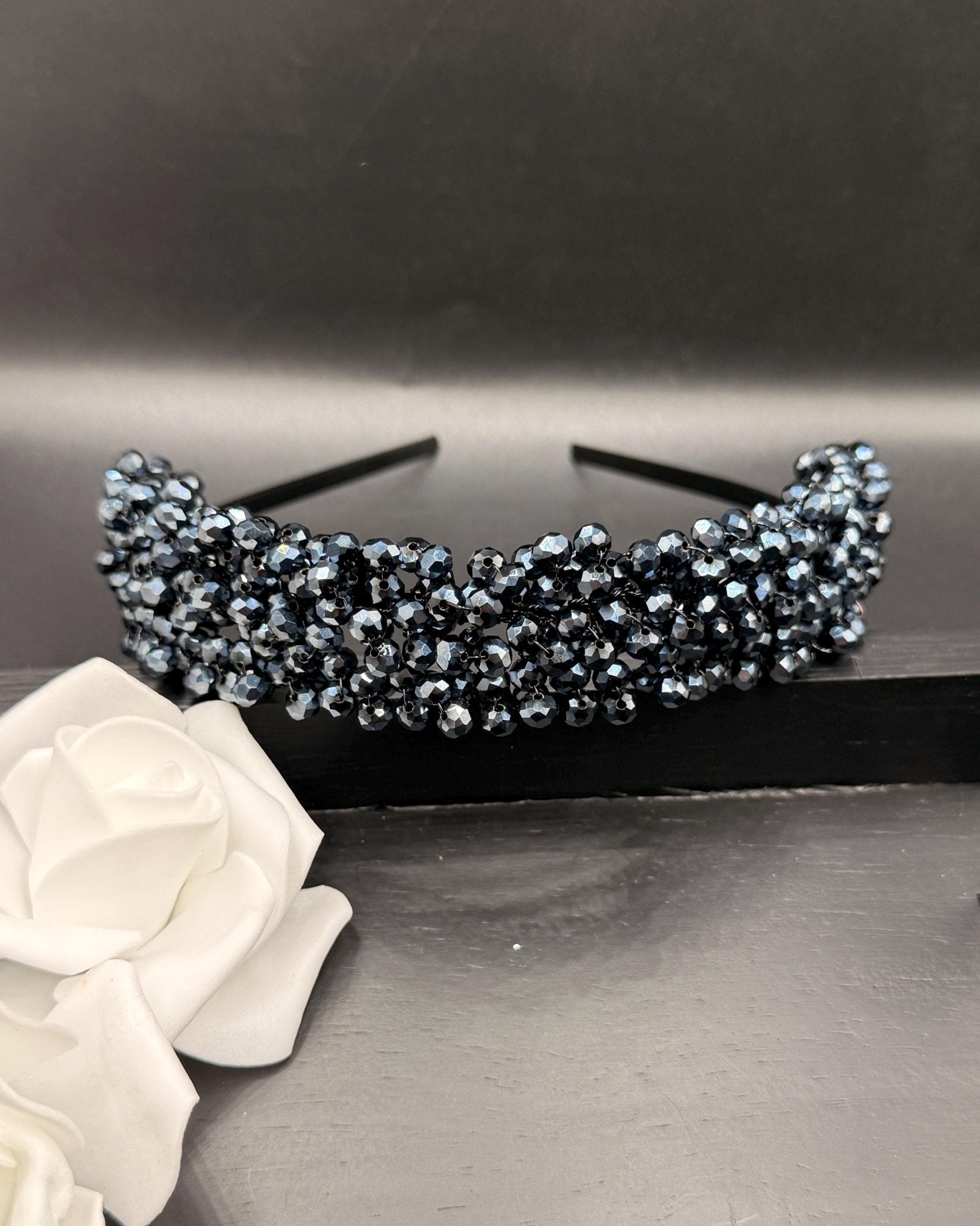 Braut Tiara Midnight Navy Kristall Strass Draht Haarband Haarschmuck - AVYRAA BRIDAL