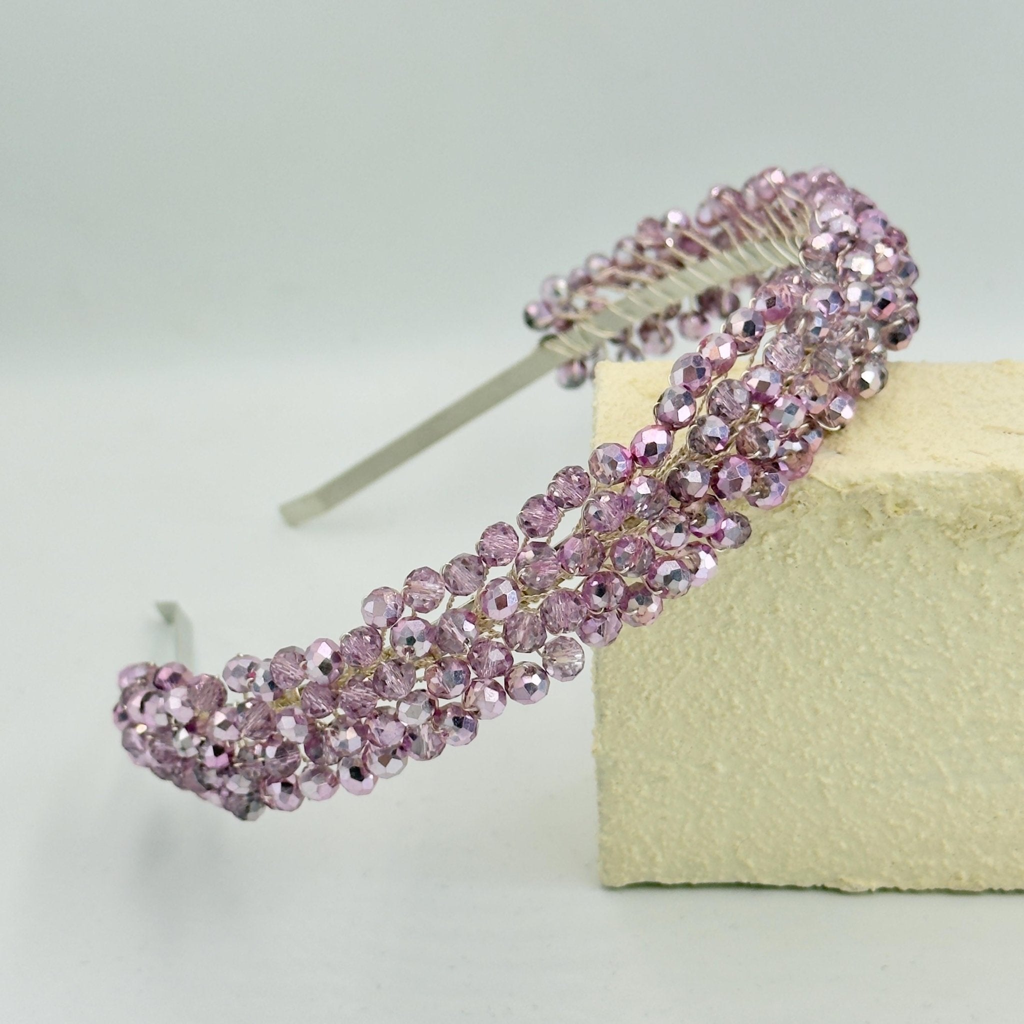 Braut Tiara Rosa Kristall Strass Draht Haarreif Haarschmuck - AVYRAA BRIDAL