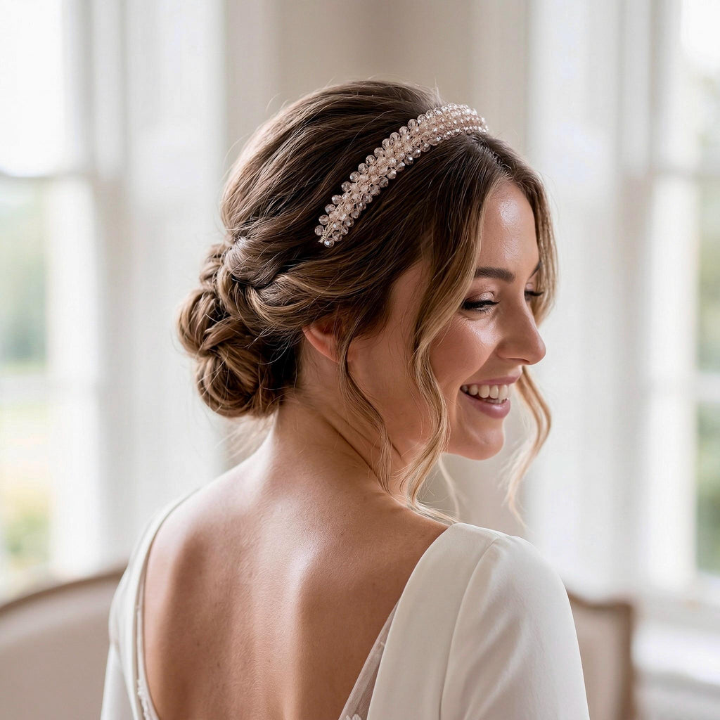 Braut Tiara Rosa Kristall Strass Draht Haarreif Haarschmuck - AVYRAA BRIDAL
