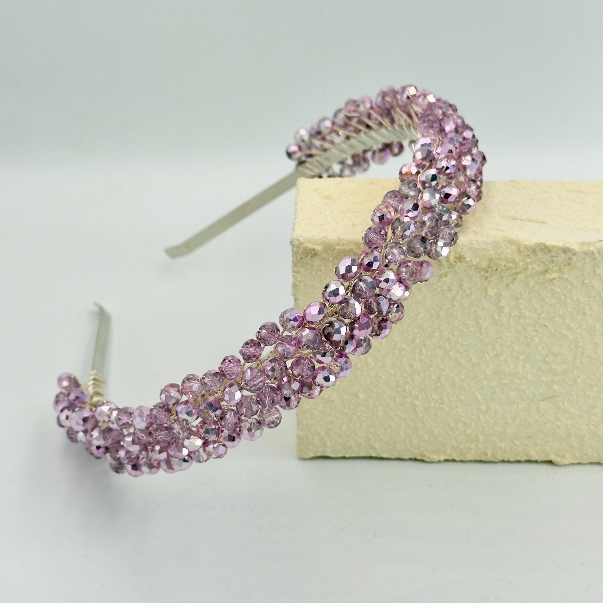 Braut Tiara Rosa Kristall Strass Draht Haarreif Haarschmuck - AVYRAA BRIDAL