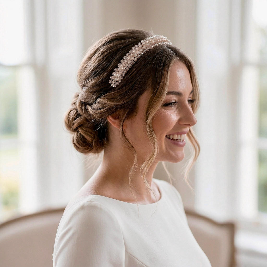 Braut Tiara Rosa Kristall Strass Draht Haarreif Haarschmuck - AVYRAA BRIDAL