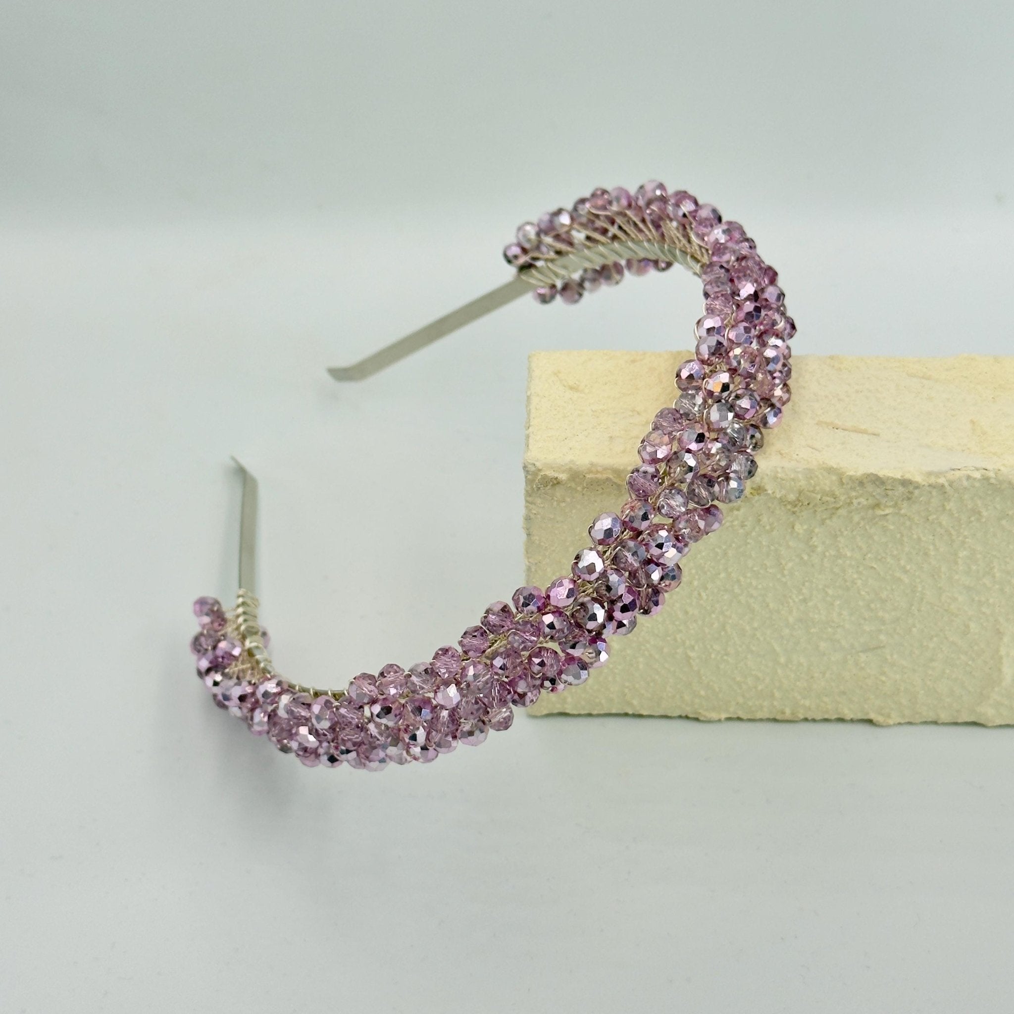 Braut Tiara Rosa Kristall Strass Draht Haarreif Haarschmuck - AVYRAA BRIDAL