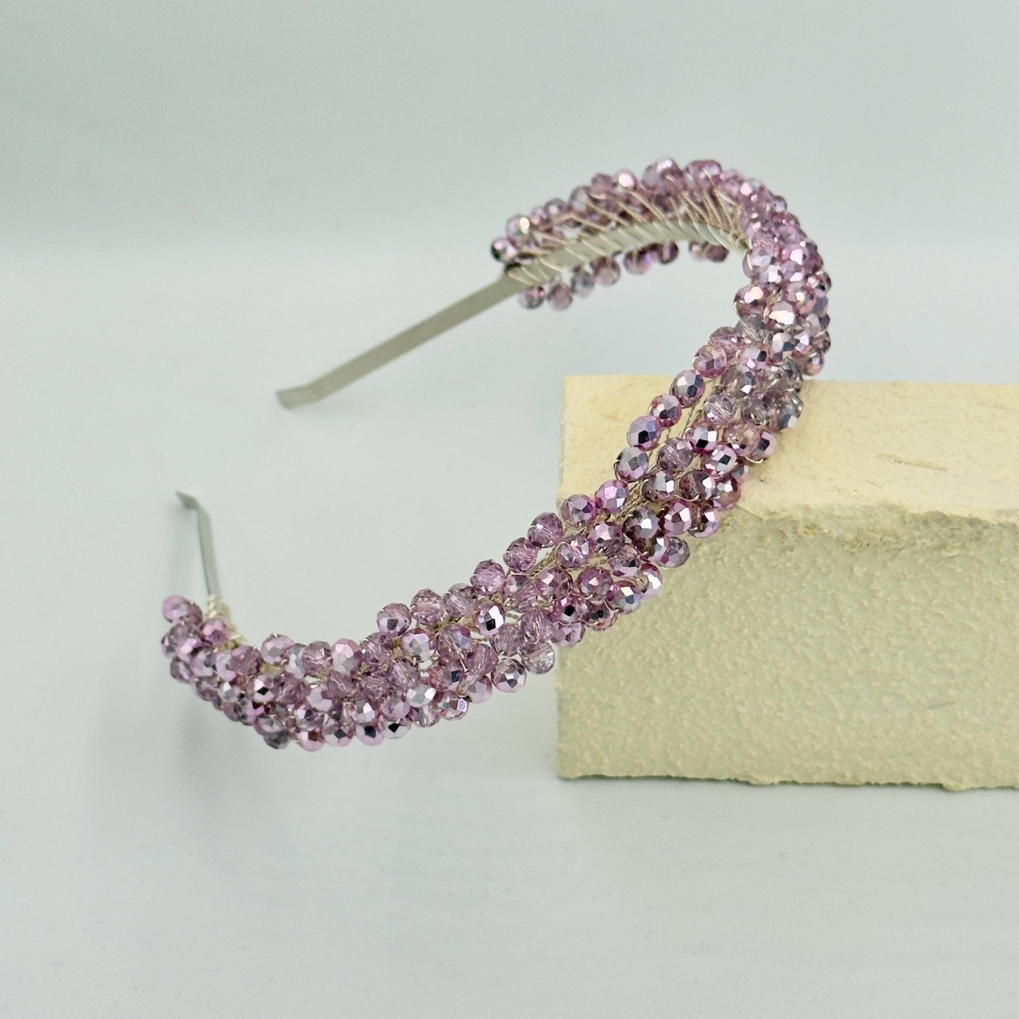 Braut Tiara Rosa Kristall Strass Draht Haarreif Haarschmuck - AVYRAA BRIDAL