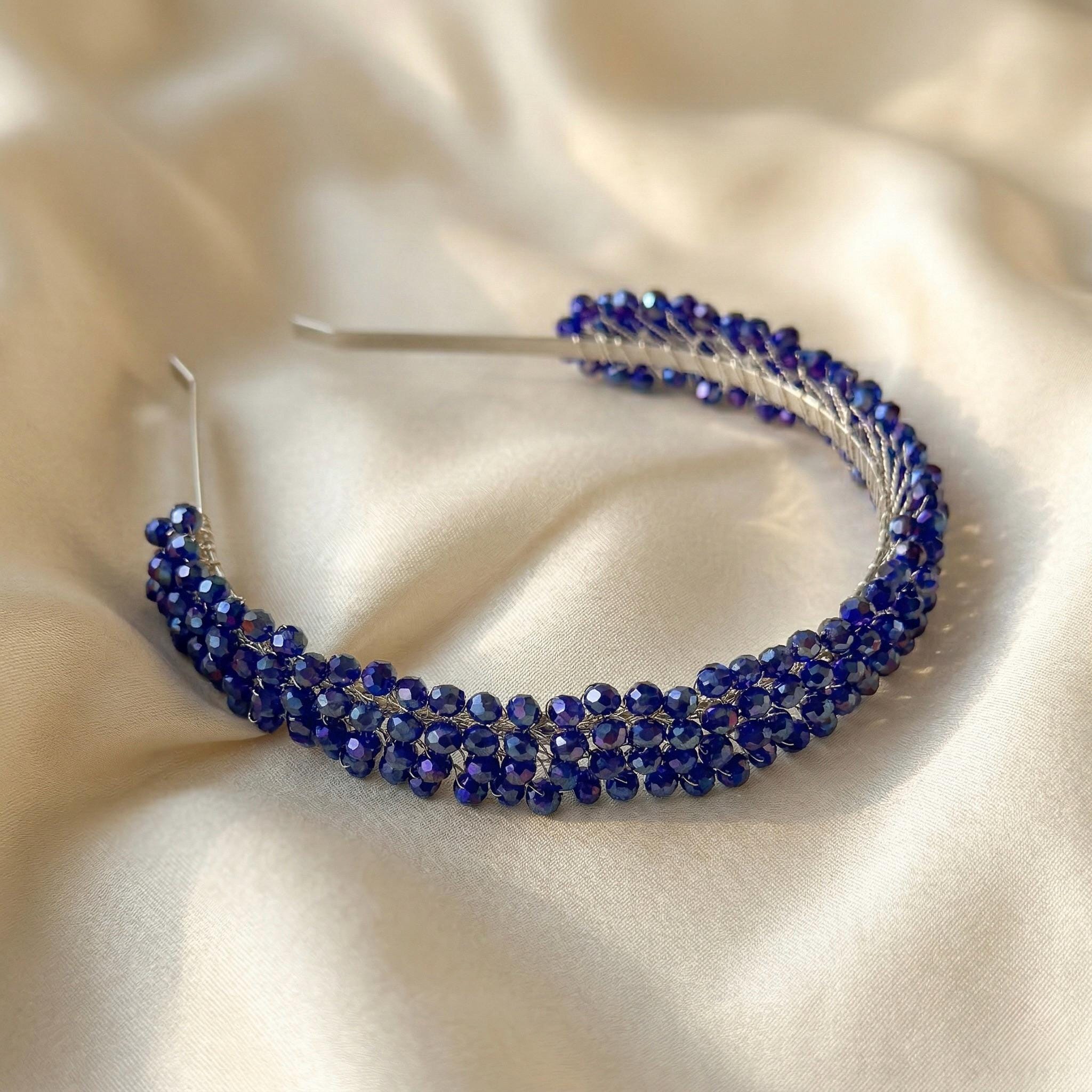 Braut Tiara Royalblau Kristall Draht Haarband Haarschmuck - AVYRAA BRIDAL