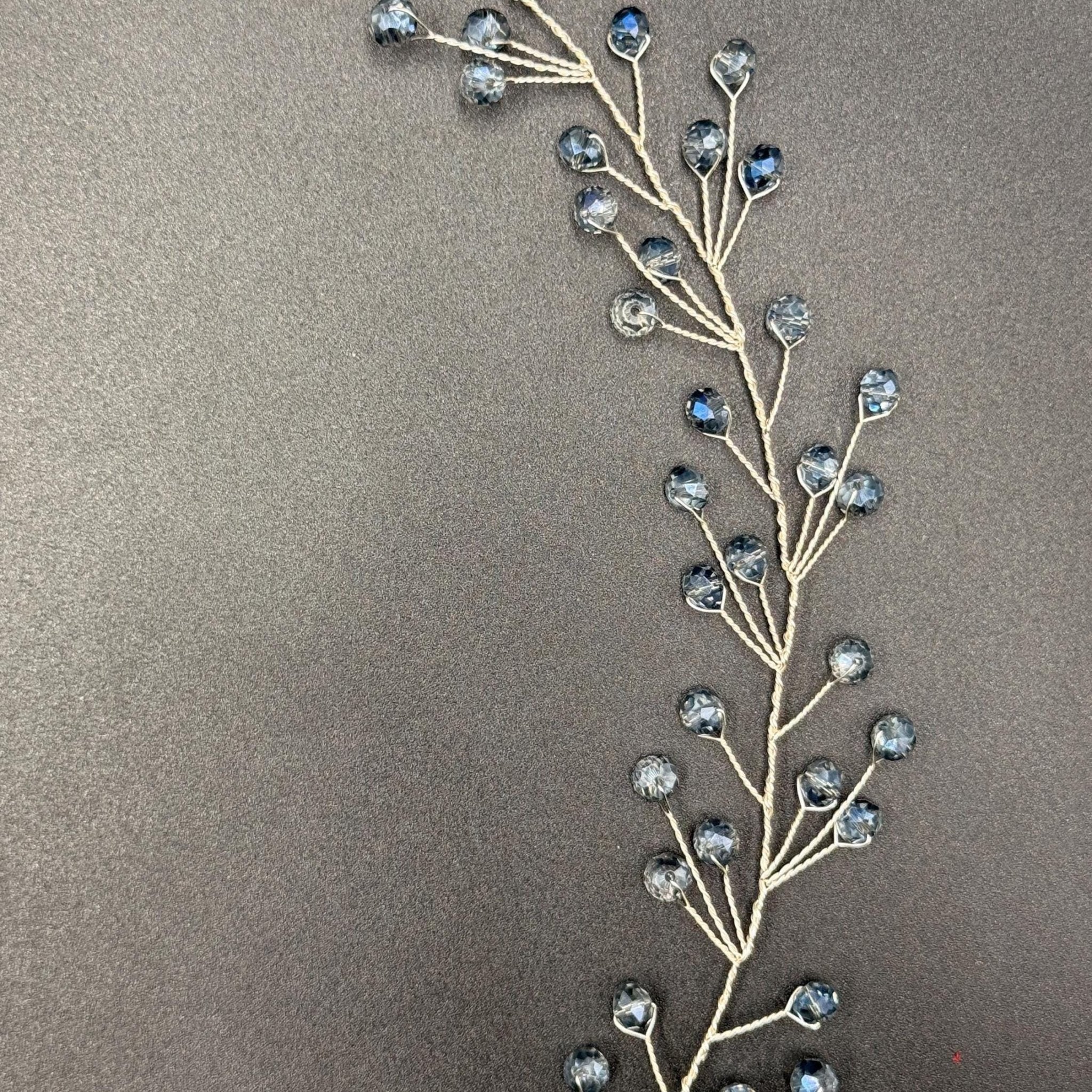 Bridal Hair Vine Light Blue Crystal Flexible Linear Wedding Headpiece - AVYRAA BRIDAL