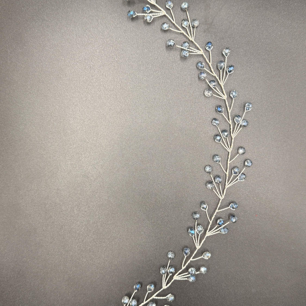 Bridal Hair Vine Light Blue Crystal Flexible Linear Wedding Headpiece - AVYRAA BRIDAL