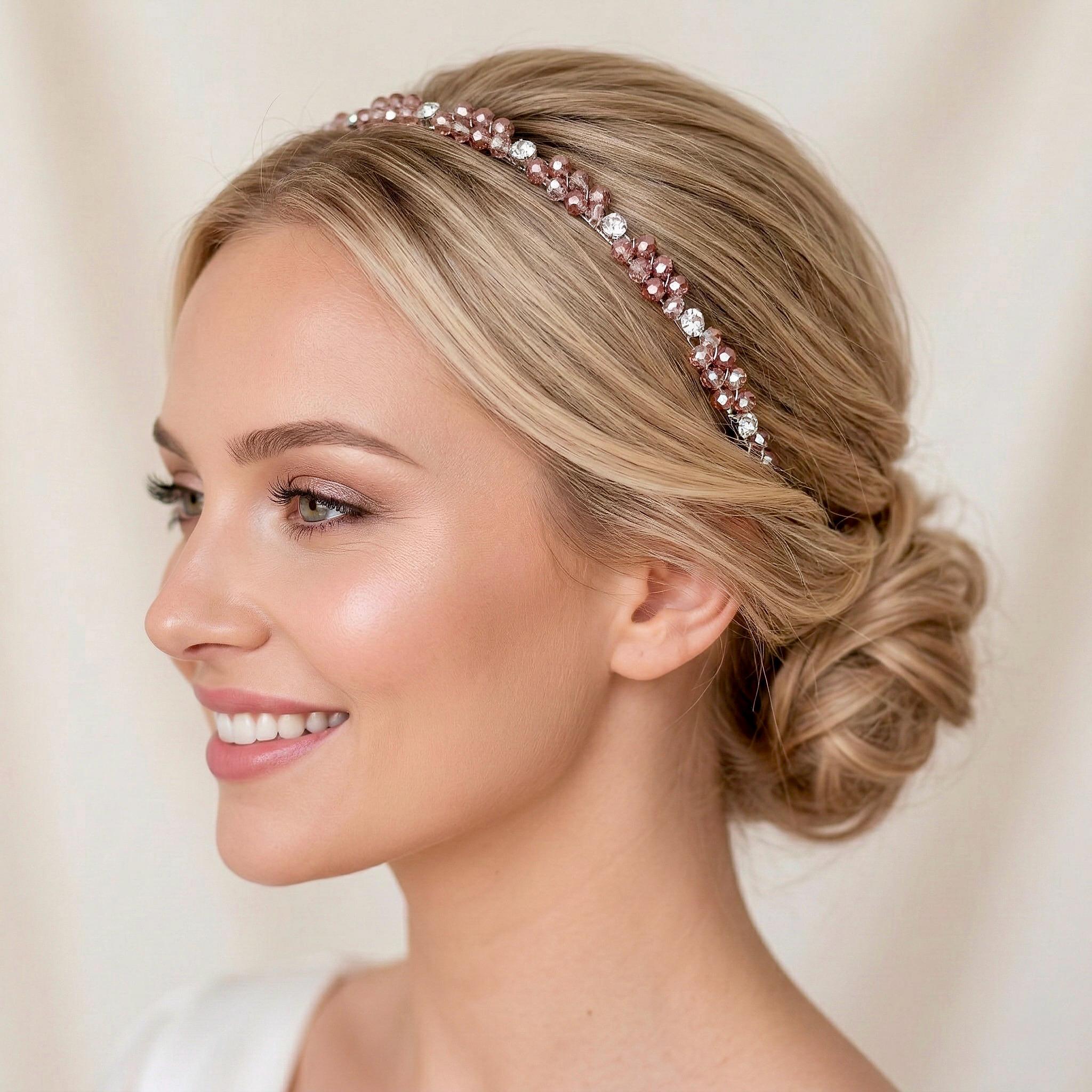 Champagner Kristall - Haarband, Handgefertigte Kronen - Tiara mit hellen Kristallen, Bridal Hair Crown, Elegant Wedding Headpiece - AVYRAA BRIDAL