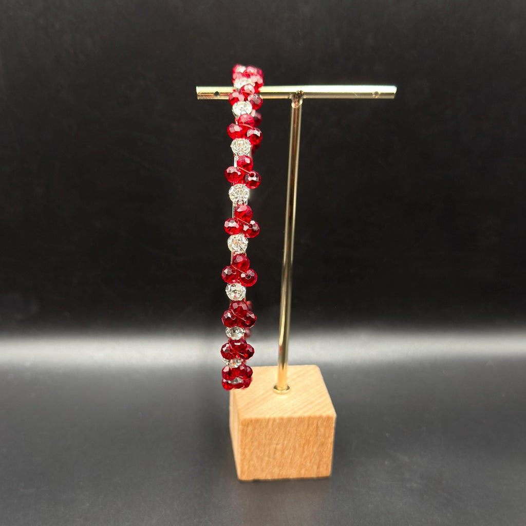 Dark Red Crystal Haarband aus schwarzem Metall, elegante Braut Tiara Krone, handgefertigter Haarreif für Hochzeit und Abend - AVYRAA BRIDAL
