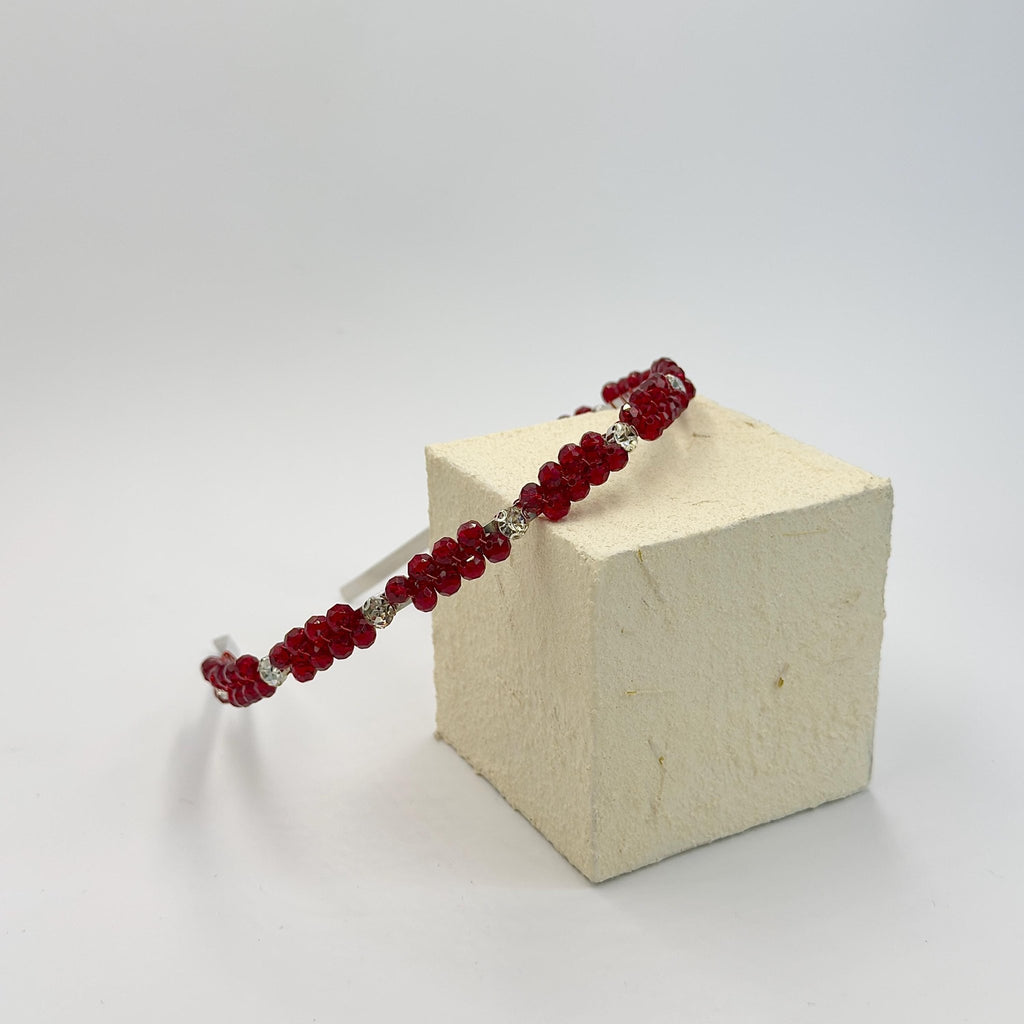 Dark Red Crystal Haarband, Elegante Braut Tiara, Handgefertigte Burgunder Kristallkrone, Hochzeits Haaraccessoire - AVYRAA BRIDAL