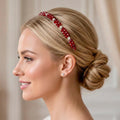 Dark Red Crystal Haarband, Elegante Braut Tiara, Handgefertigte Burgunder Kristallkrone, Hochzeits Haaraccessoire - AVYRAA BRIDAL
