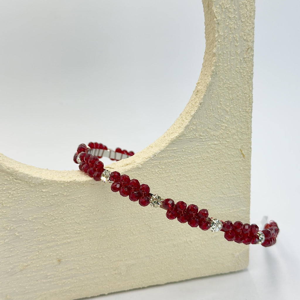 Dark Red Crystal Haarband, Elegante Braut Tiara, Handgefertigte Burgunder Kristallkrone, Hochzeits Haaraccessoire - AVYRAA BRIDAL