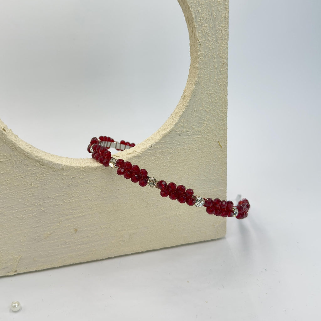 Dark Red Crystal Haarband, Elegante Braut Tiara, Handgefertigte Burgunder Kristallkrone, Hochzeits Haaraccessoire - AVYRAA BRIDAL