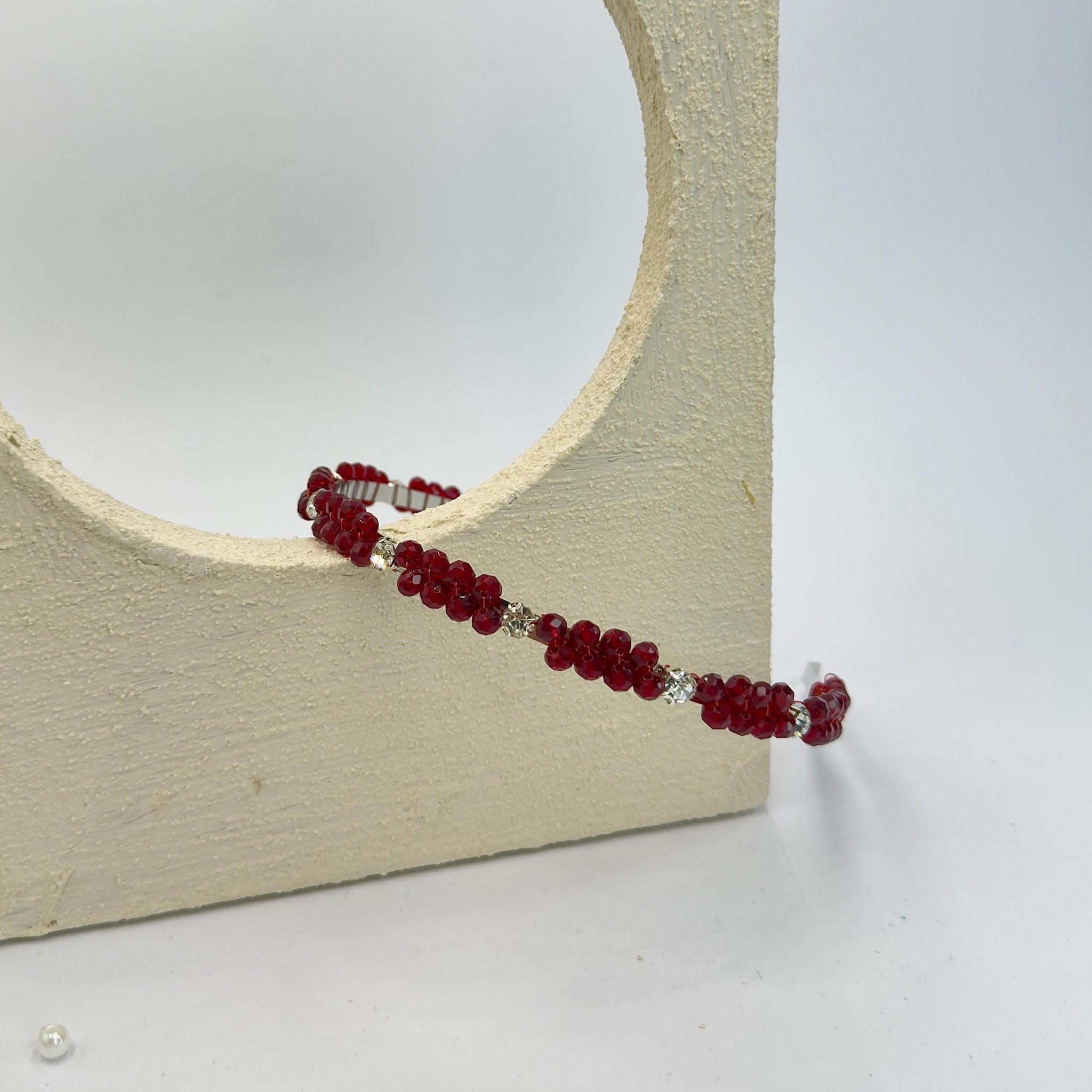 Dark Red Crystal Haarband, Elegante Braut Tiara, Handgefertigte Burgunder Kristallkrone, Hochzeits Haaraccessoire - AVYRAA BRIDAL