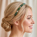 Dunkelgrünes Kristall - Haarband, elegantes Kronen - Tiara mit tiefgrünen Kristallen, handgefertigt, Braut Haarschmuck, Hochzeit - AVYRAA BRIDAL