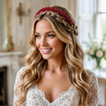 Dunkelrote Kristall Braut Tiara mit feiner Drahtarbeit - AVYRAA BRIDAL