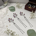 Elegante Haarnadeln mit irisierenden Violett - Schwarz Kristallen – Handgefertigte Haarpins für Braut & Abendfrisuren - AVYRAA BRIDAL