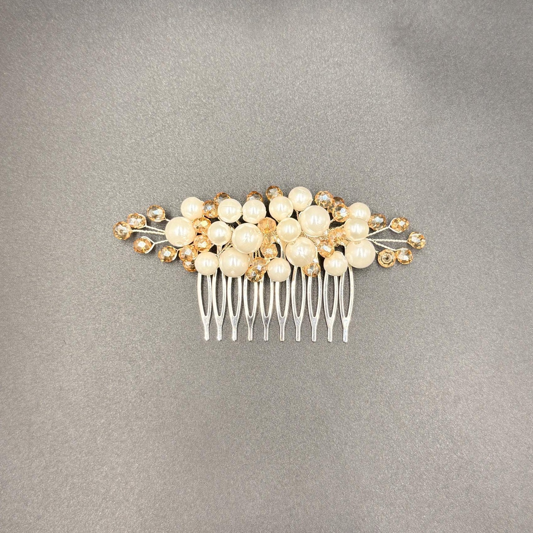 Elfenbein Haarkamm mit Champagner Kristallen für Bräute - AVYRAA BRIDAL